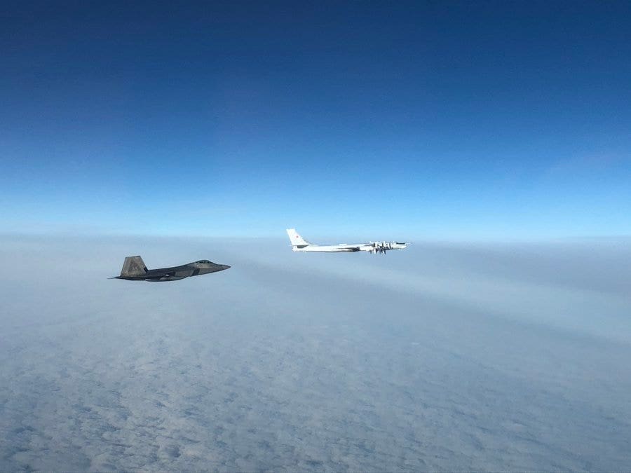 F-22s to intercept a pair of Russian bombers near Alaska