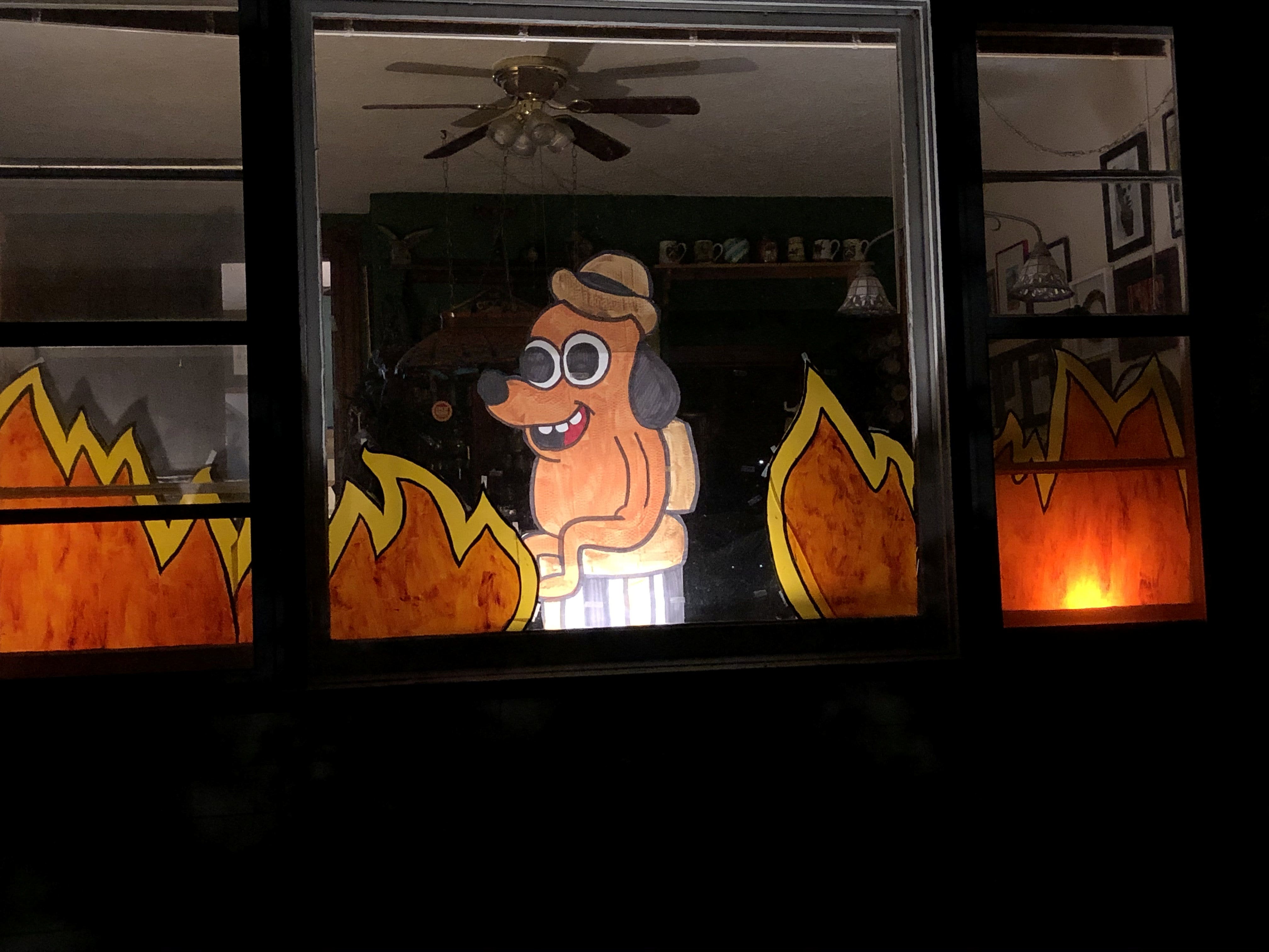 Indiana home’s Halloween decorations recreate ‘This is fine’ meme, deemed ‘perfect’ for 2020