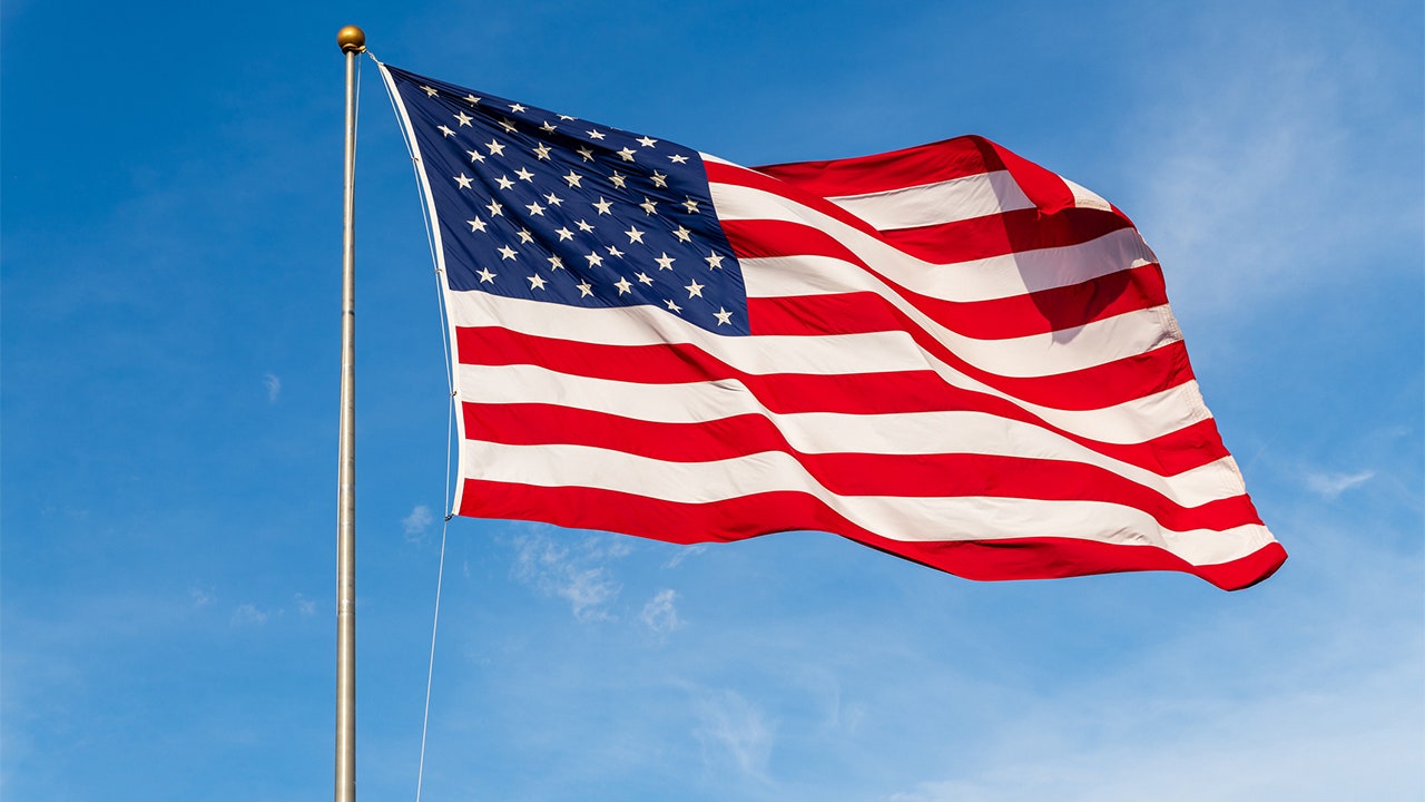 American Flag waving in wind