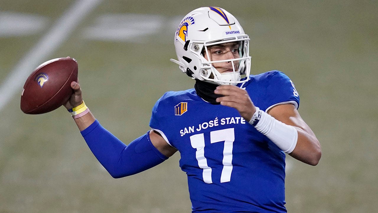 Boise State quarterback Hank Bachmeier (19) throws the ball against  Colorado State during the first half in an NCAA college football game  Thursday, Nov. 12, 2020, in Boise, Idaho. Boise State won