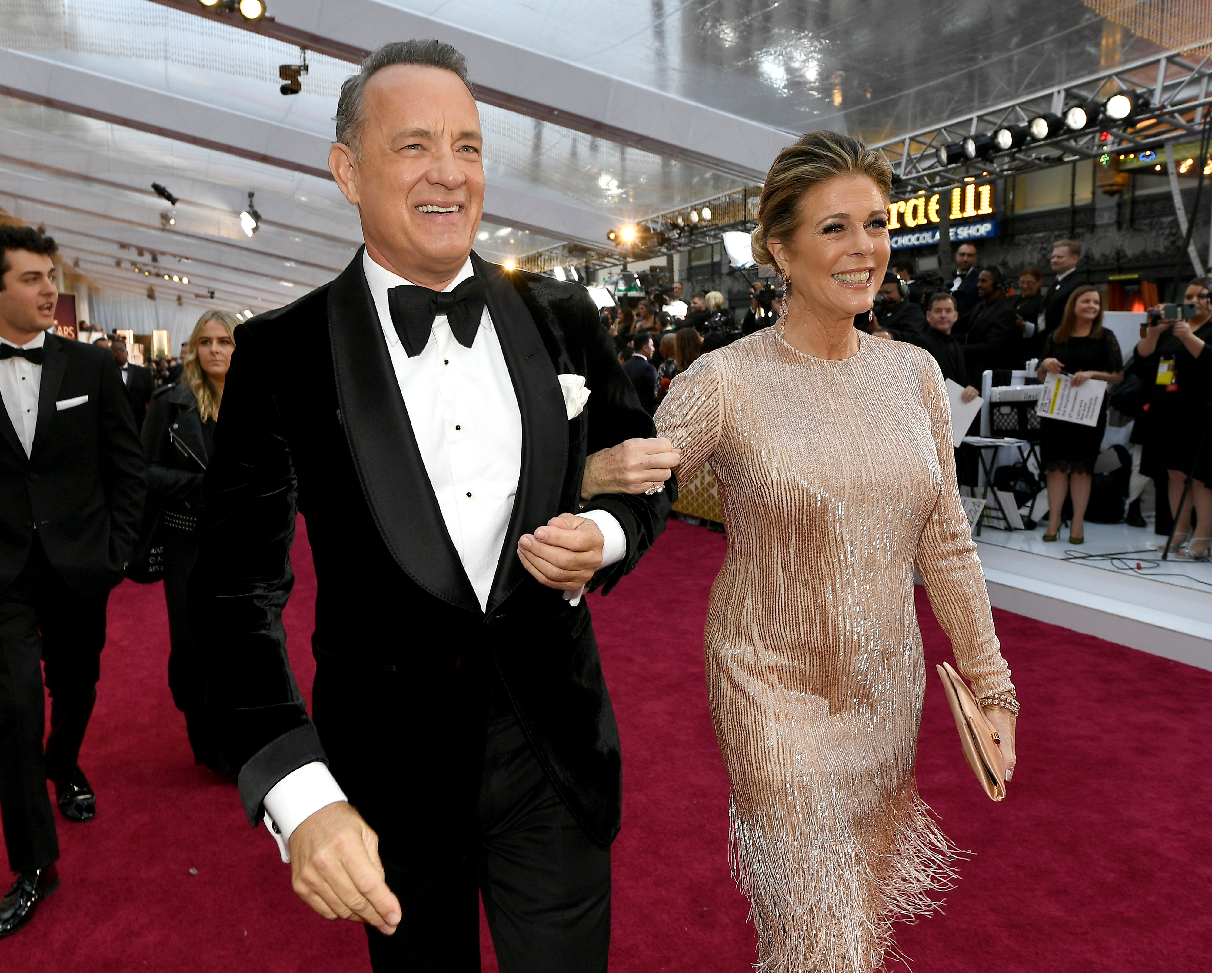 Tom Hanks yelled at a fan after his wife Rita Wilson was pushed during a recent incident outside Nobu. (Getty Images)