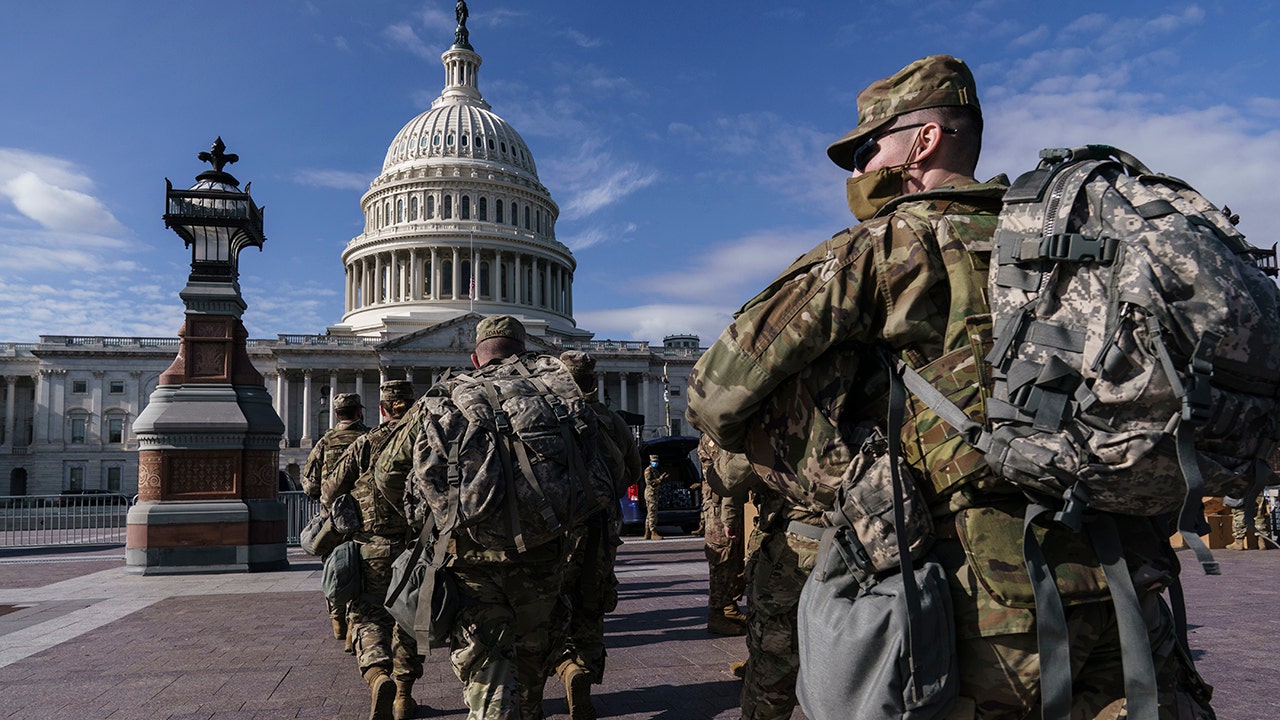 The national guard’s break time in the parking garage in the Capitol area gets lawmakers