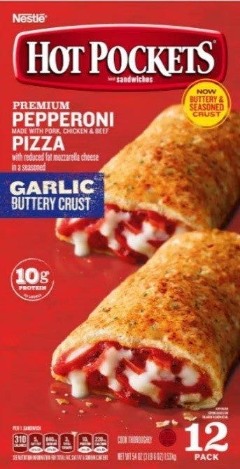 Selected pepperoni hot pockets remembered because of glass, plastic complaints in the product