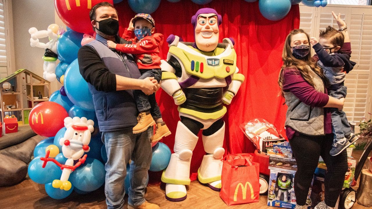 McDonald's franchisees surprise 3-year-old cancer survivor with private party