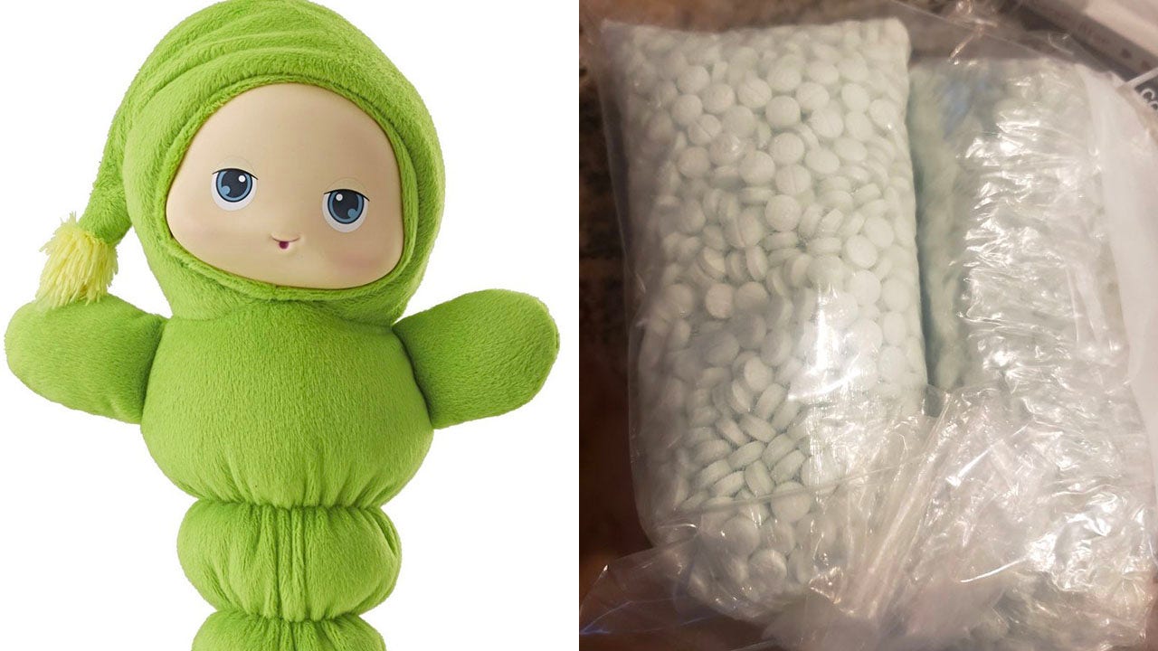 Suspected fentanyl pills found inside glow worm toy