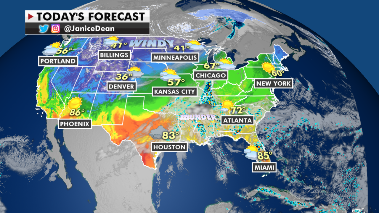 National weather forecast Heavy rain, thunderstorms moving across US