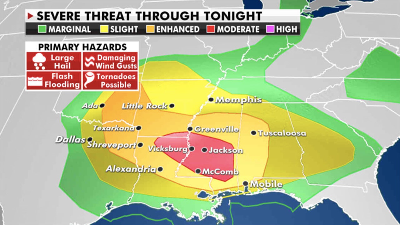 National weather forecast: Severe weather continues across South, eastern US sees above-average temps