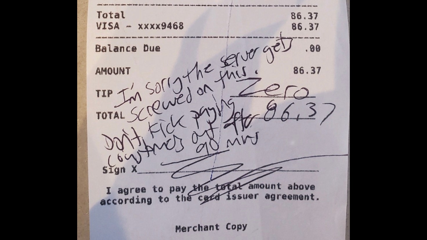 New Jersey server receives almost $2G after customer refuses to tip over COVID-19 rules