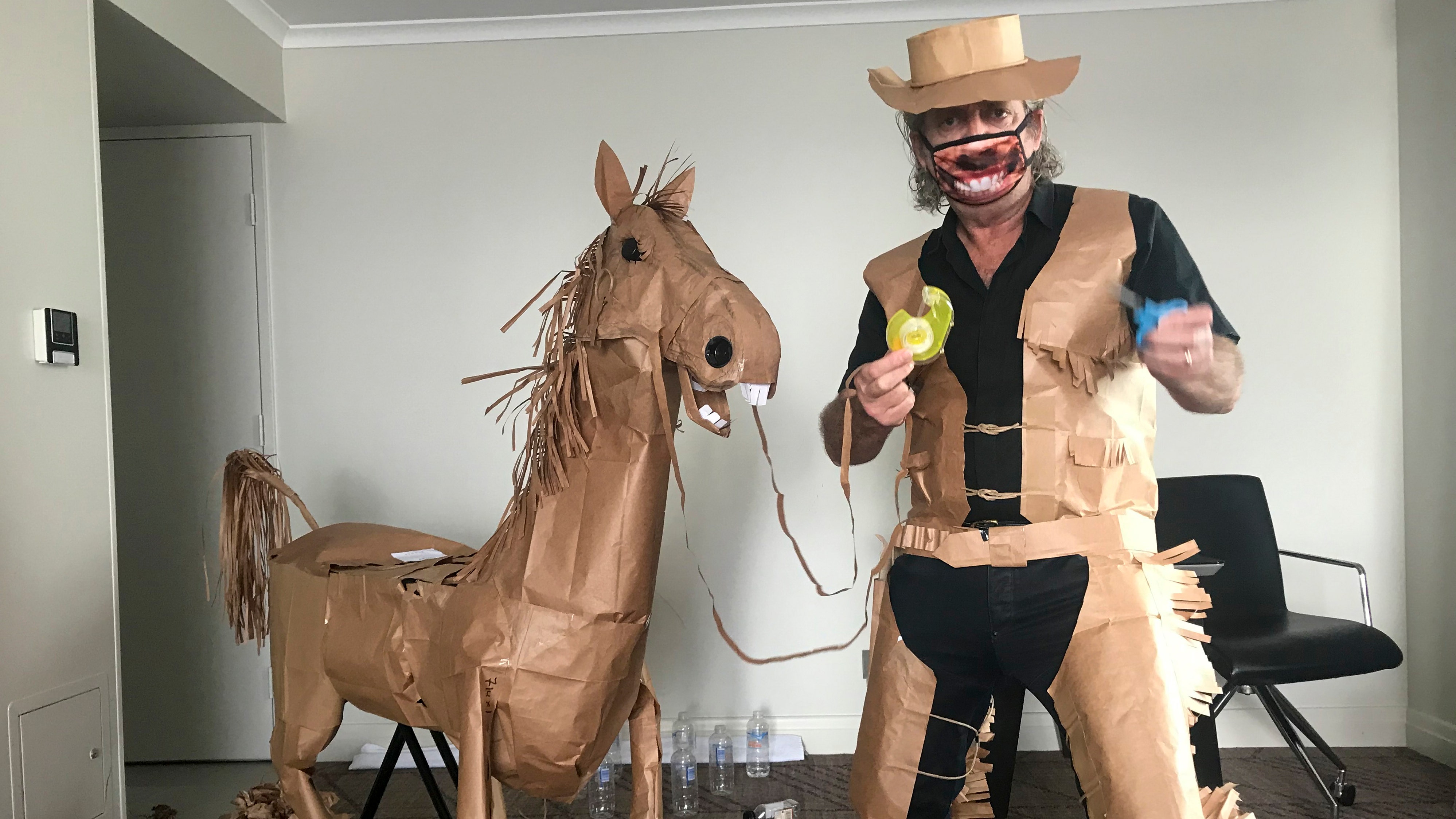 Man becomes 'cowboy,' makes paper horse during Australian quarantine