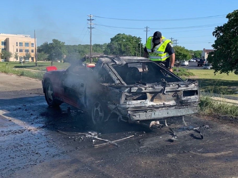 Inferno on Texas highway as car explodes into massive fireball