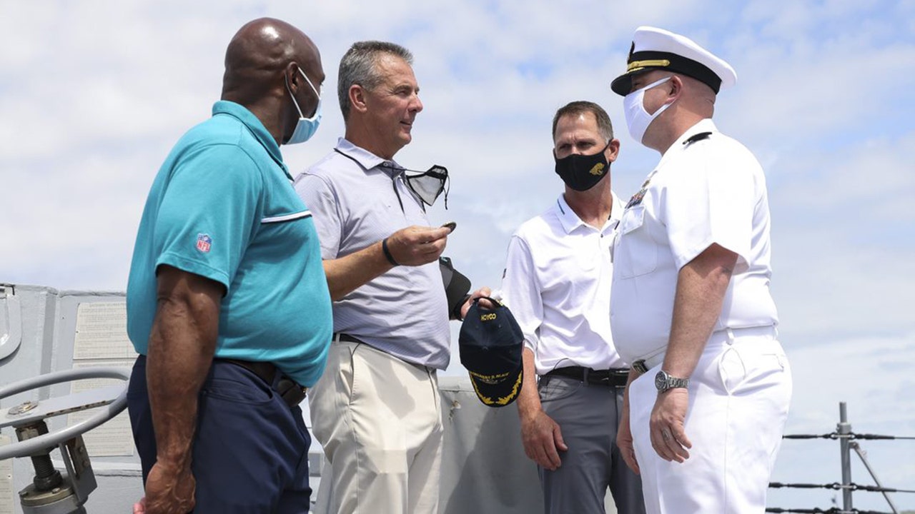 Jaguars' top brass visits US Navy's newest destroyer before the draft