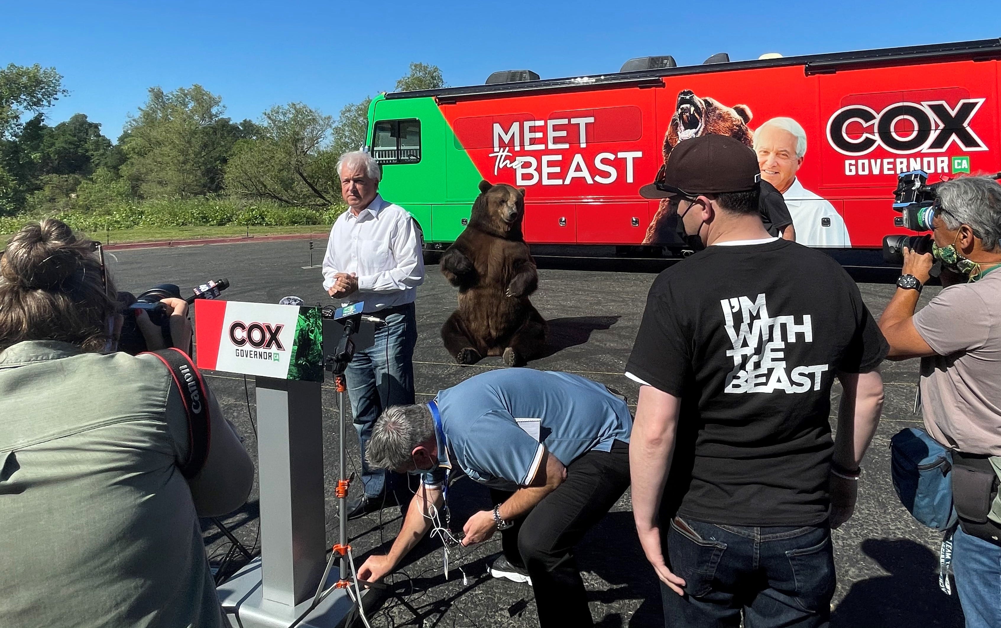 Newsom challenger teams up with bear at 'meet the beast' launch