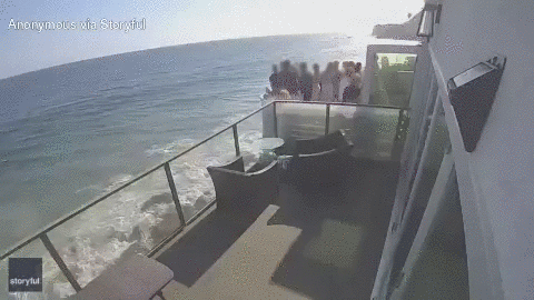 Malibu crowded balcony collapse captured on video