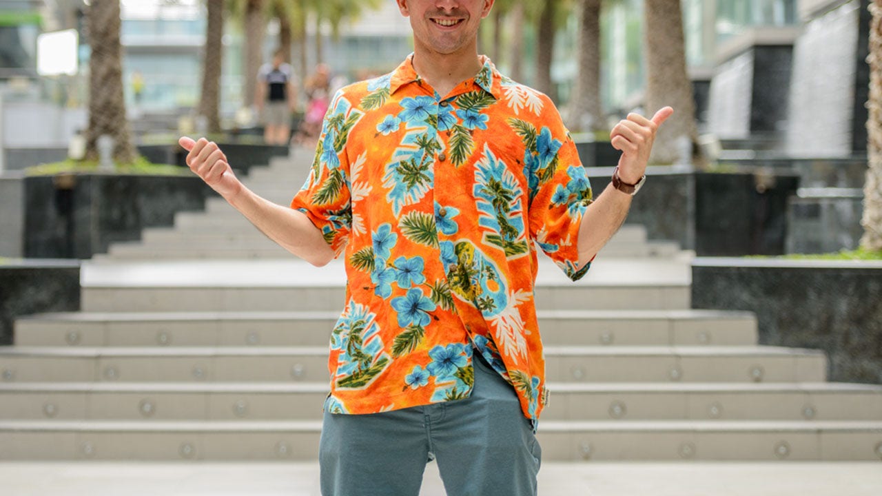 Nouveau adulte homme Tropical Hawaiian Sunset Imprimé Déguisements Stag Party Top Shirt 