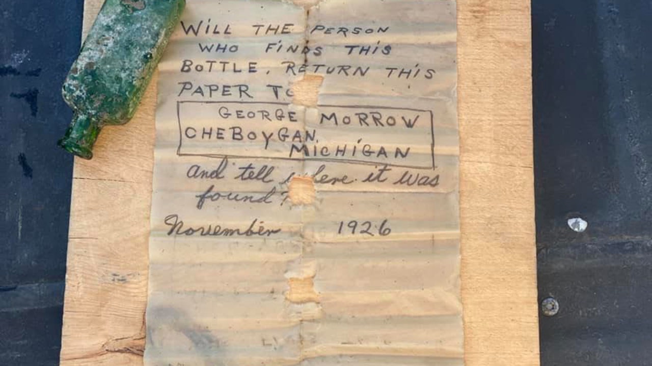 Michigan boat captain finds 95-year-old message in a bottle: 'We were all in shock'