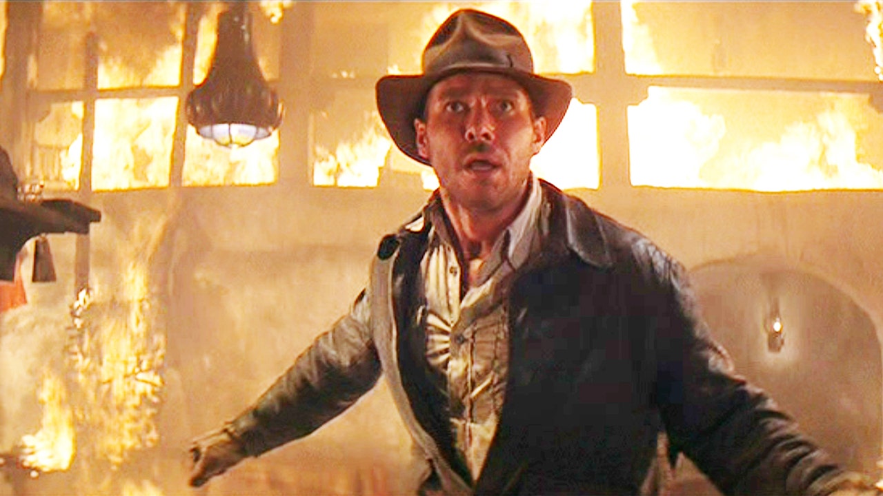 Harrison Ford pictured in Indiana Jones costume on set of fifth movie