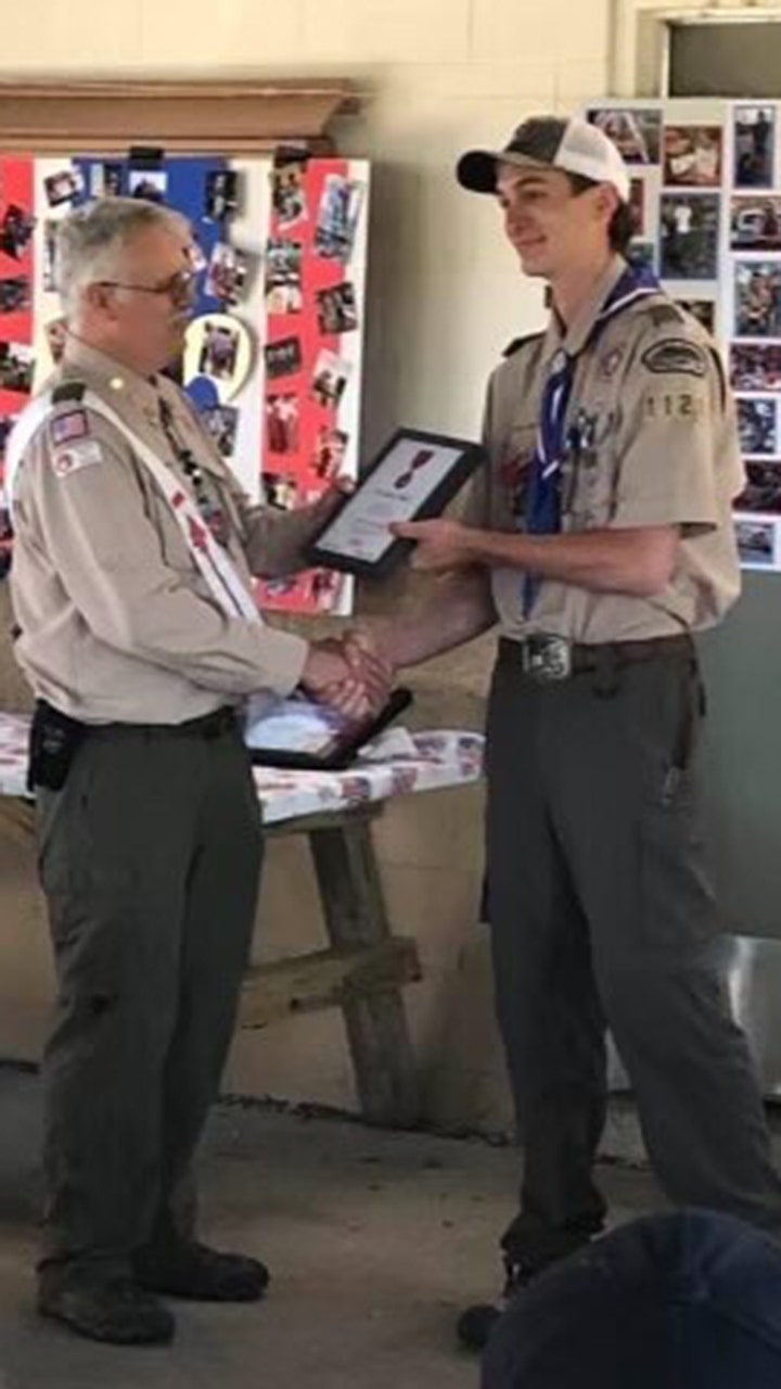 Eagle Scout receives 'Heroism Award' for pulling woman from burning car