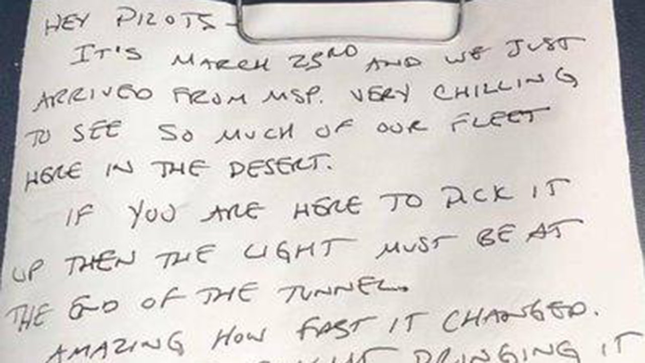 Delta pilot's note found 435 days after plane was stored at the start of COVID pandemic