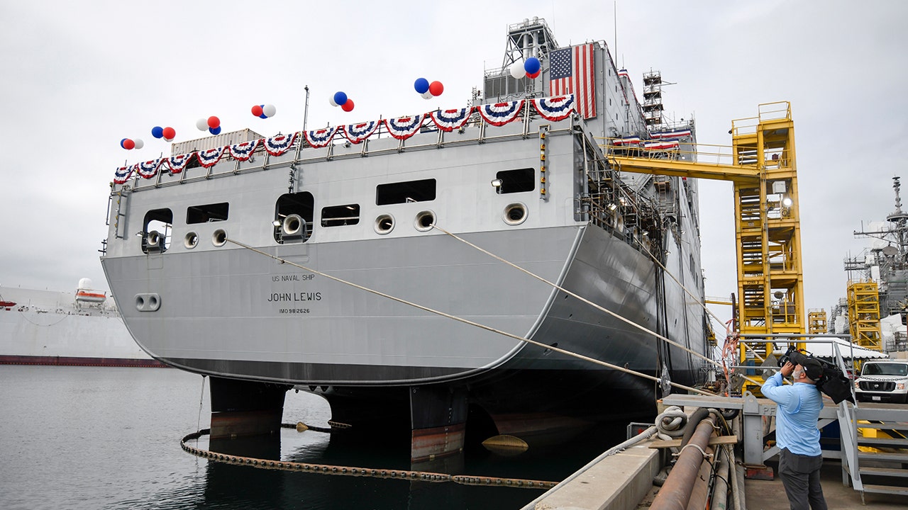 Navy christens ship for late John Lewis on the 1-year anniversary of his passing