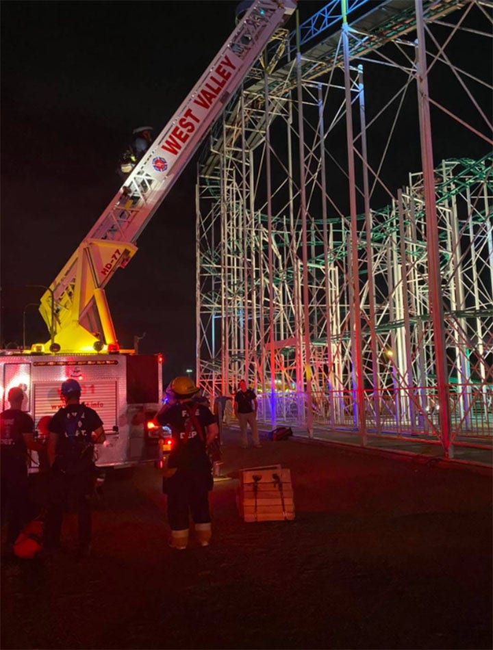 Teens trapped atop roller coaster for 2 hours rescued by firefighters