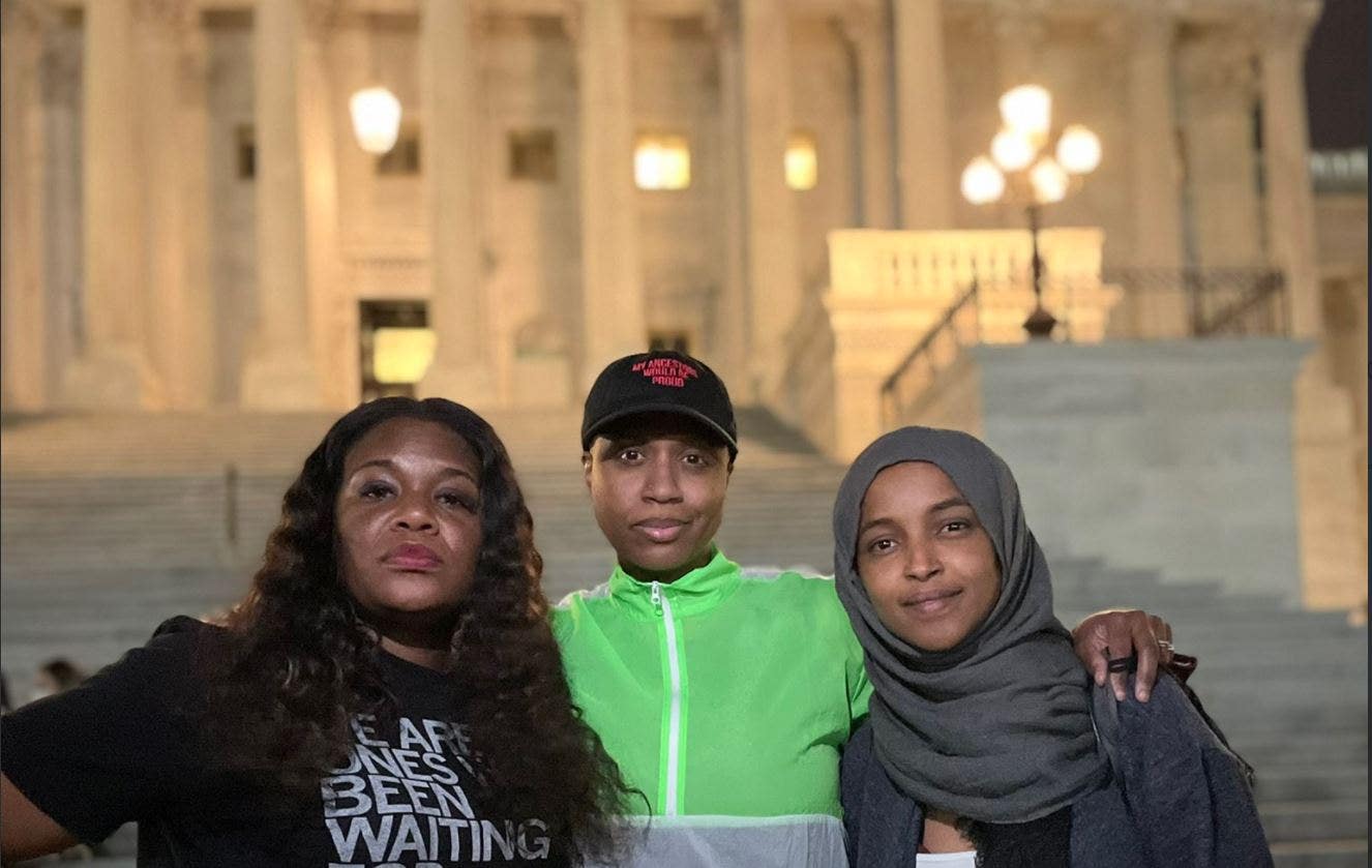 Cori Bush spends night protesting outside US Capitol, gets support from Squad allies Omar, Pressley