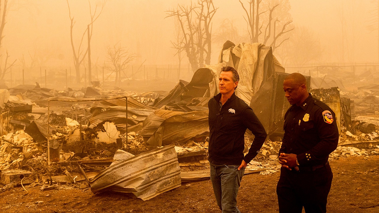 Gavin Newsom tours California area devastated by wildfire damage