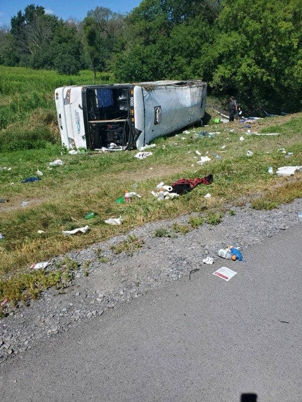 New York state police: 57 hospitalized after tour bus overturns on Interstate 90