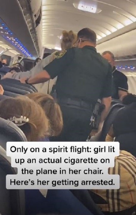 Spirit Airlines passenger who smoked cigarette on plane escorted off by police: video