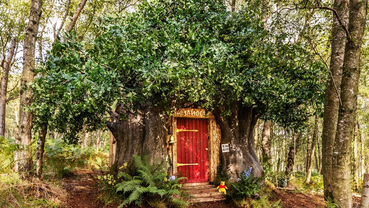 You can stay in Winnie the Pooh's treehouse in the Hundred Acre Wood