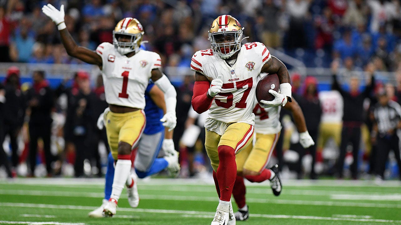 Healthy 49ers start strong with 41-33 win over lowly Lions