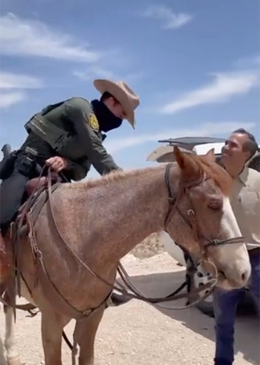 George P. Bush talks to horse-mounted border agents, slams idea they whipped migrants
