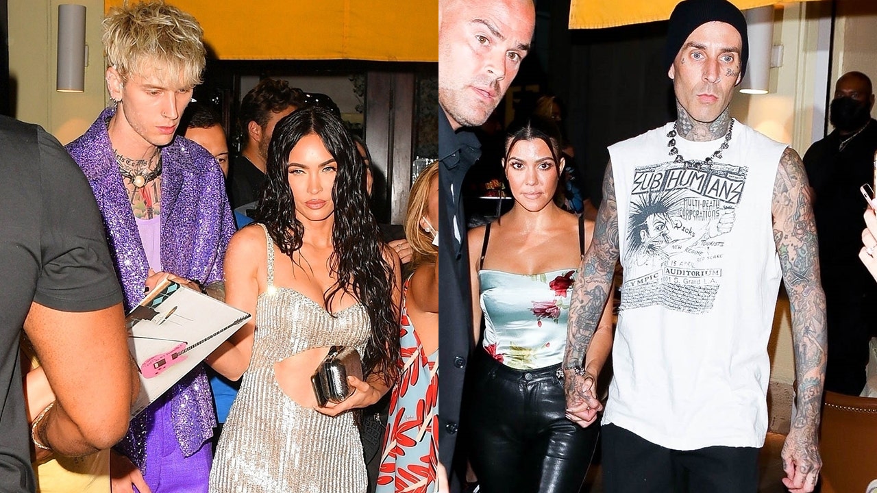 Machine Gun Kelly, Megan Fox join Kourtney Kardashian and Travis Barker for late-night post-VMAs dinner in NYC