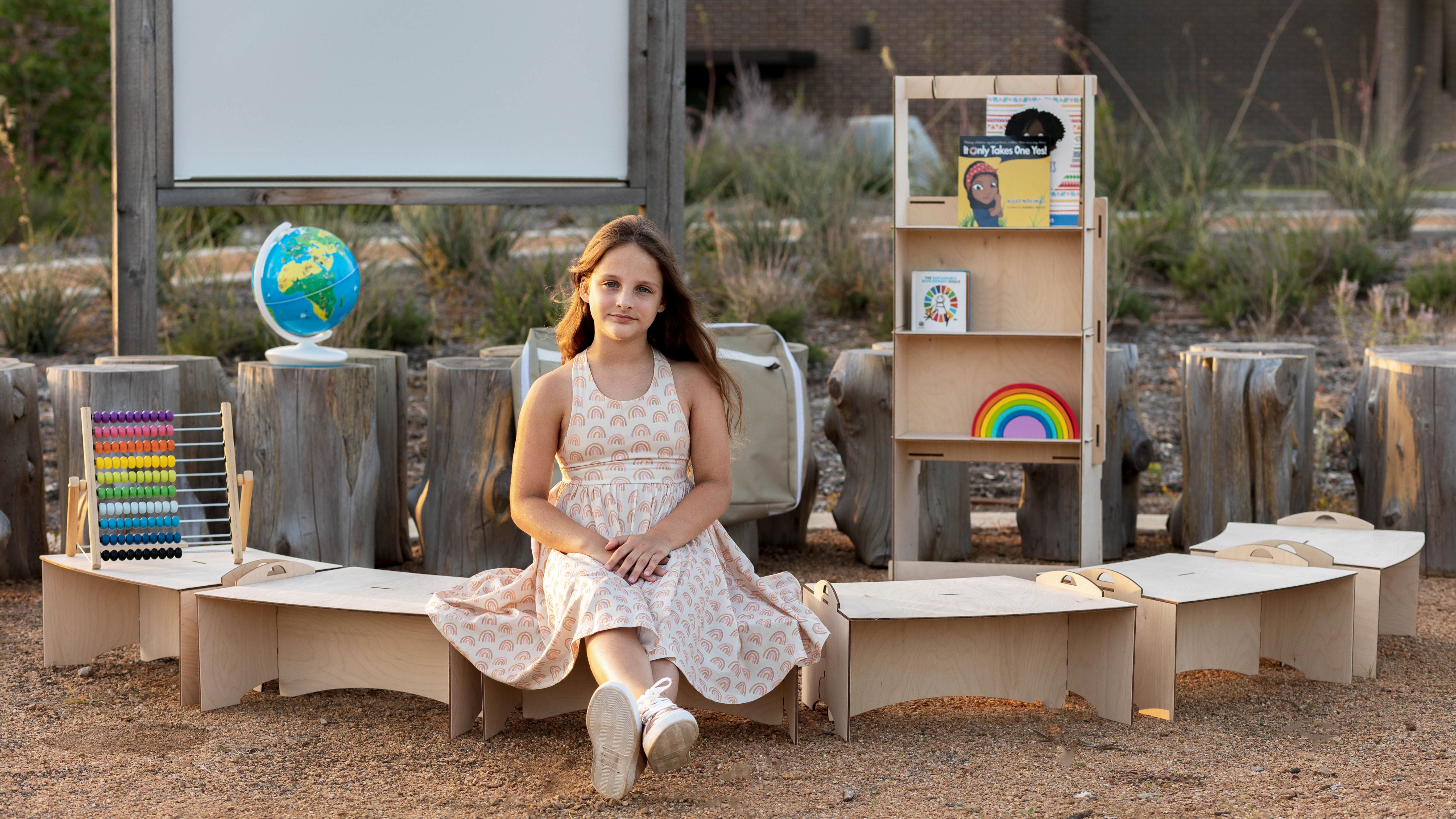 Girl, 8, designs portable classroom after school she helped build for refugees burns down
