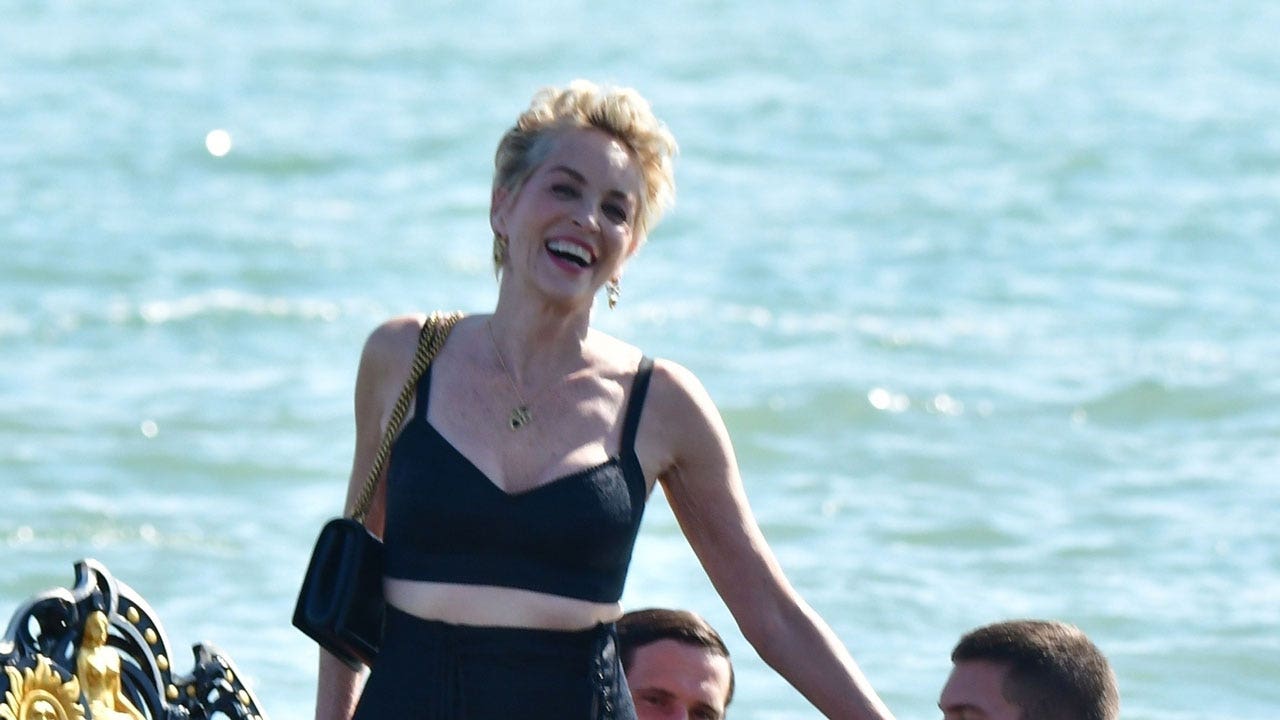 Sharon Stone returns to work in racy outfit