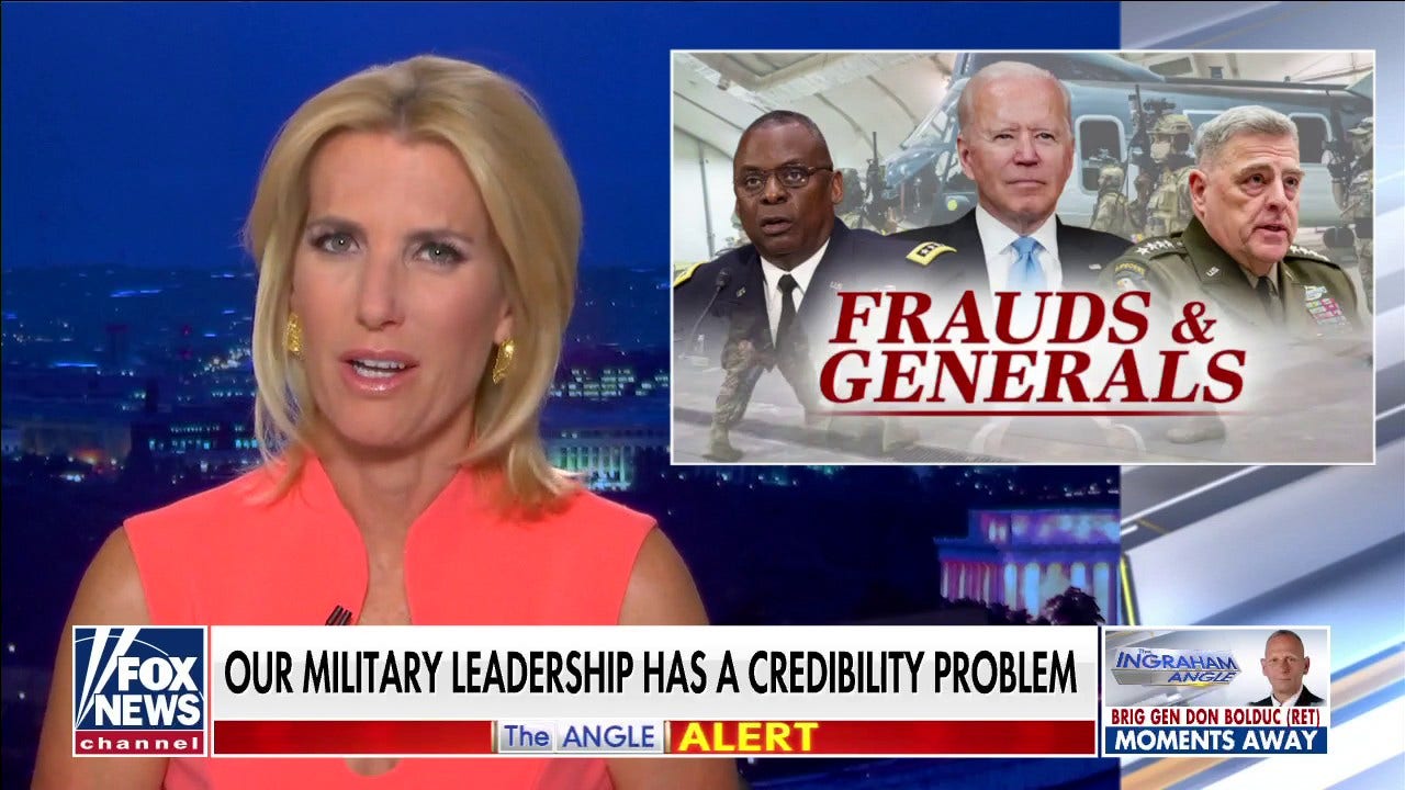 Ingraham: Biden's 'frauds and generals' are sycophants: 'MacArthur and Eisenhower wouldn't put up with them'