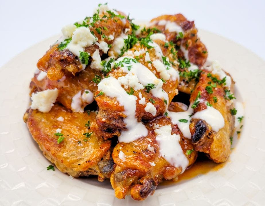 Crispy air fryer chicken wings with hot honey Try the recipe