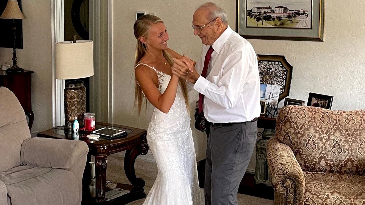 Bride flies 800 miles to share 'first dance' with 94-year-old grandpa