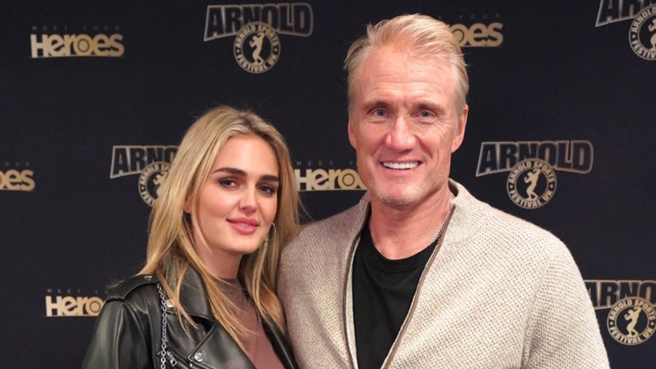 Dolph Lundgren Steps Out With 24 Year Old Fiancee Emma Krokdal In The Uk
