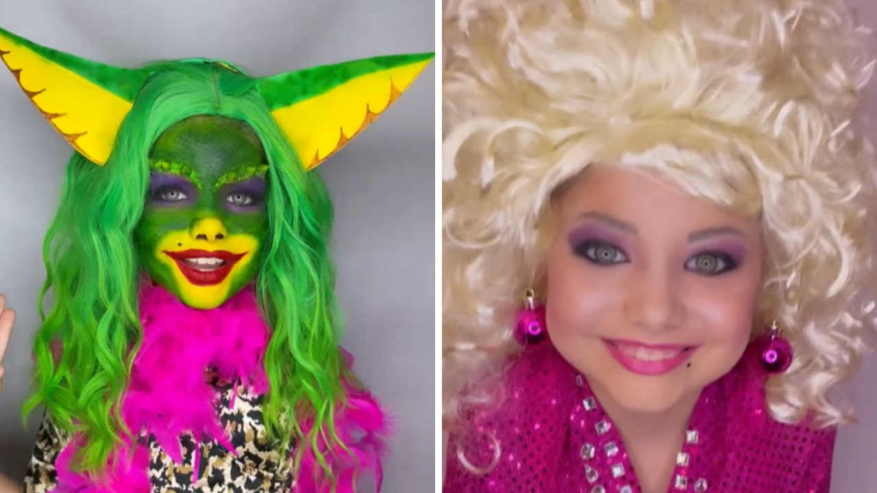 Mom's Halloween makeup skills transforms daughters into iconic characters all month