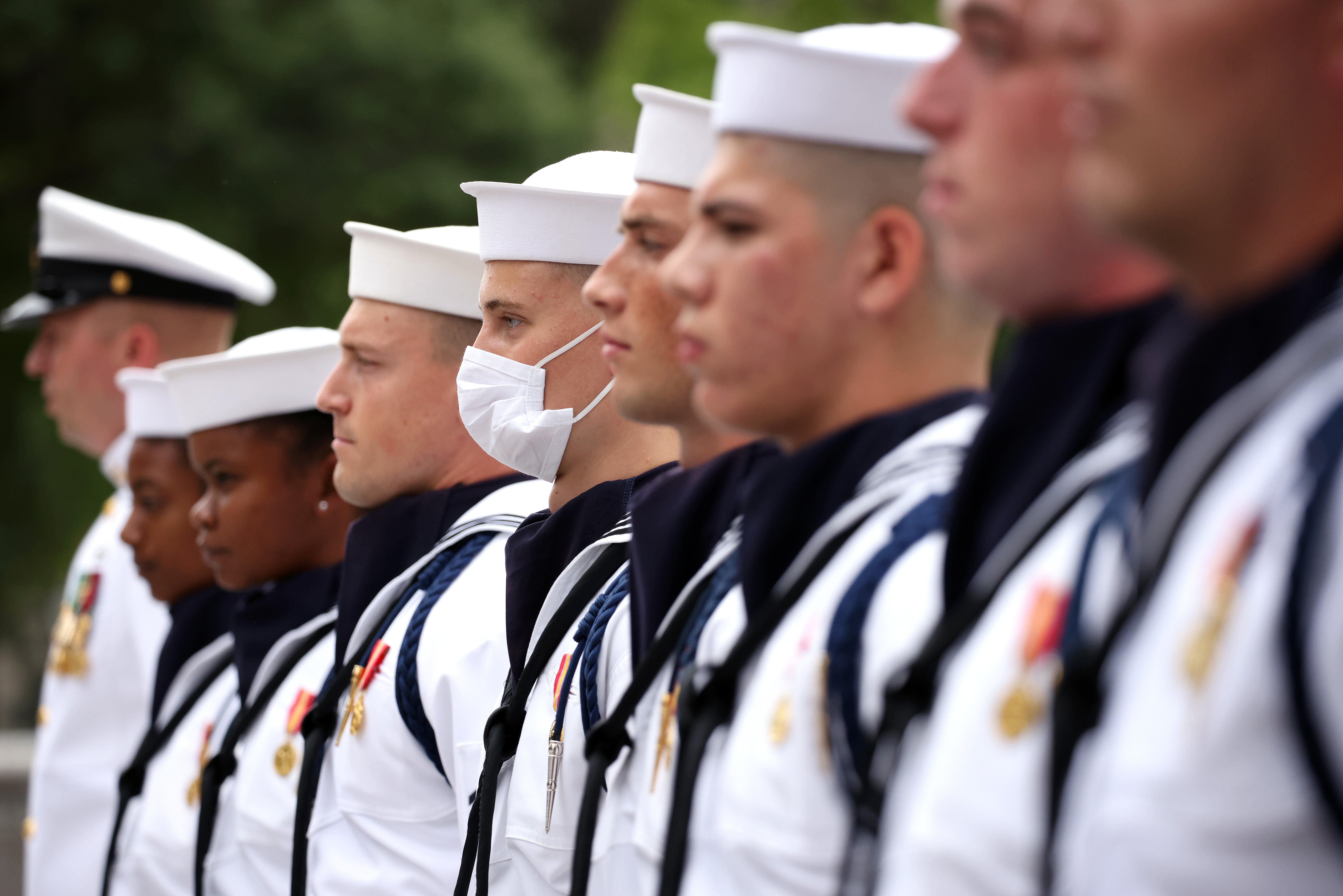 Navy members in formation