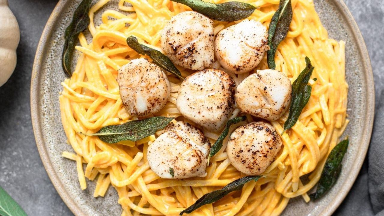 'Large, tender, and buttery' Alaska scallops with pumpkin Alfredo: Try the recipe