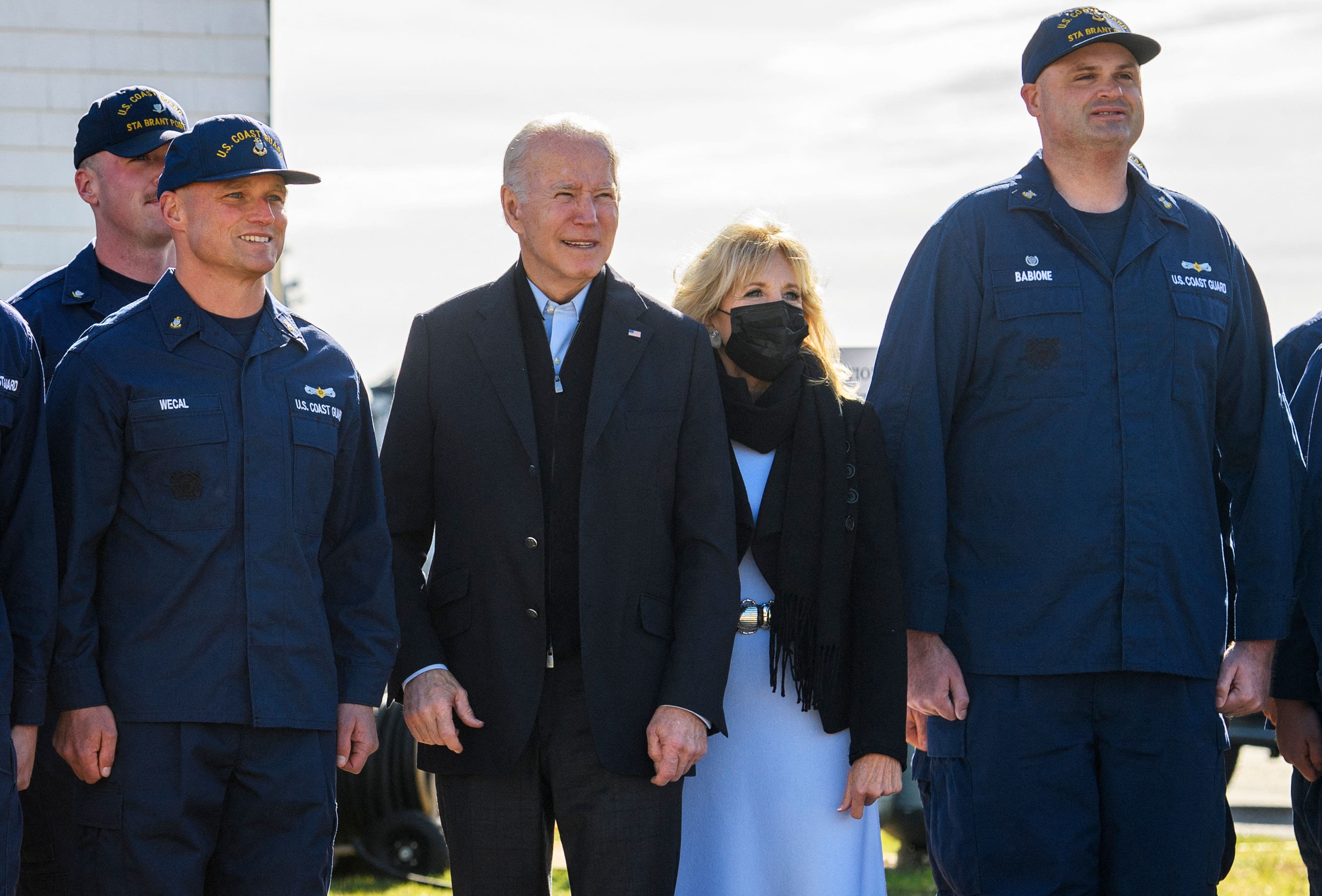 Bidens visit Coast Guard station, meet virtually with service members around the globe on Thanksgiving