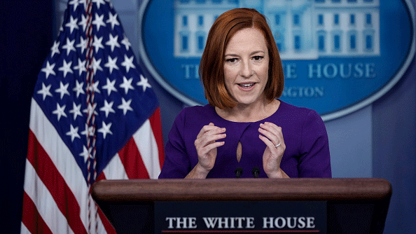 Jen Psaki speaks to media at White House daily briefing
