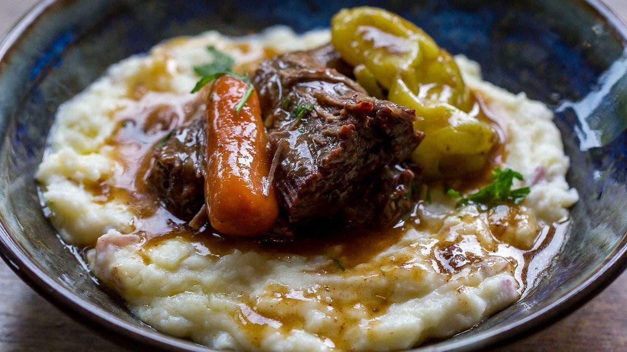 This smoked Mississippi pot roast is perfect for a chilly evening
