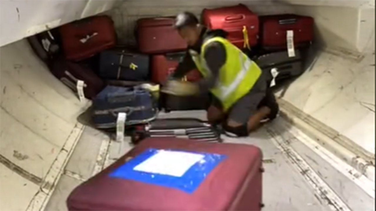 Baggage handler shows off complicated way planes are loaded