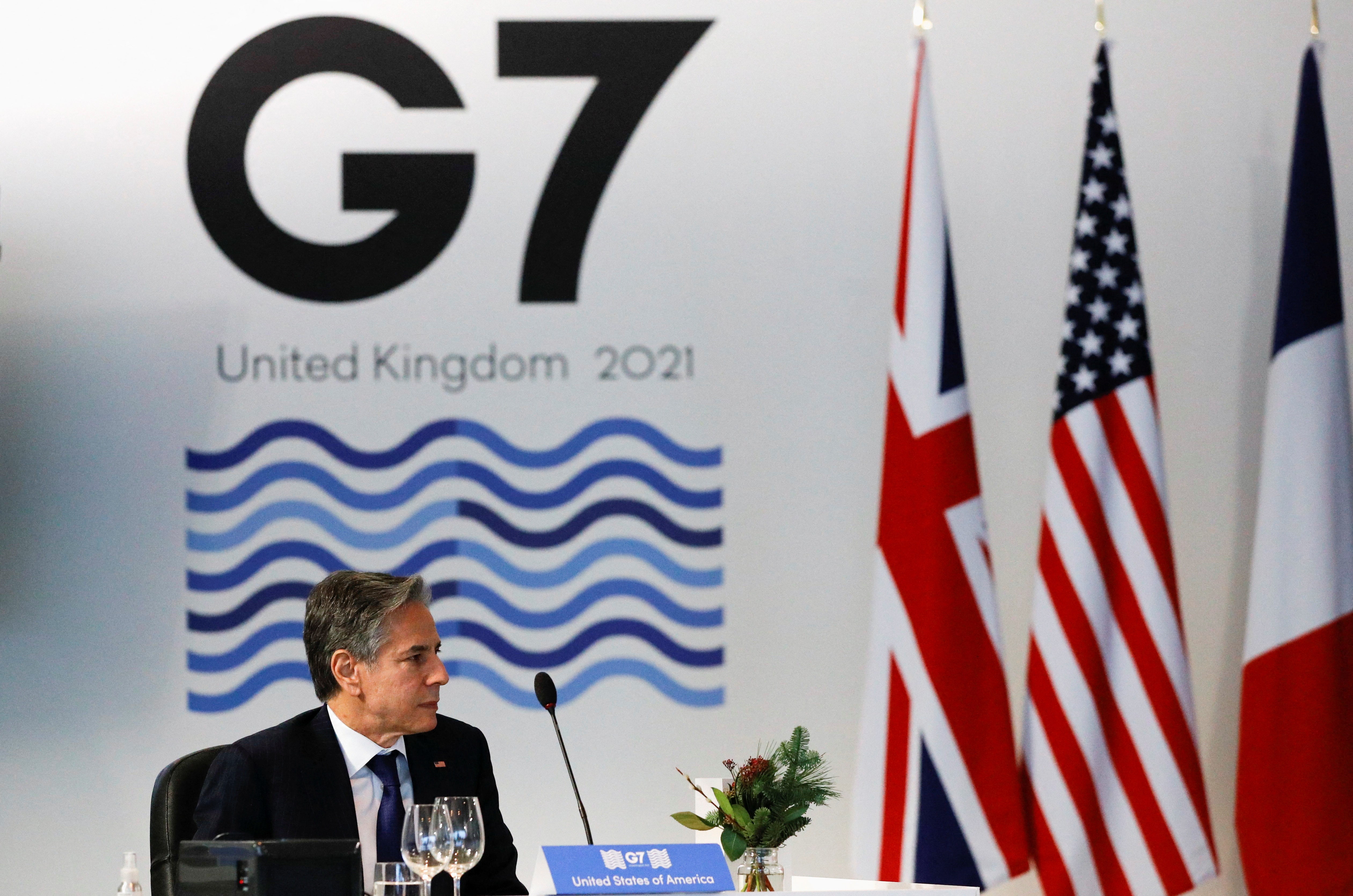 Blinkinas dalyvauja G7 susitikime vieningame fronte prieš „priešo veikėjus“, baiminantis konflikto tarp Rusijos ir Ukrainos