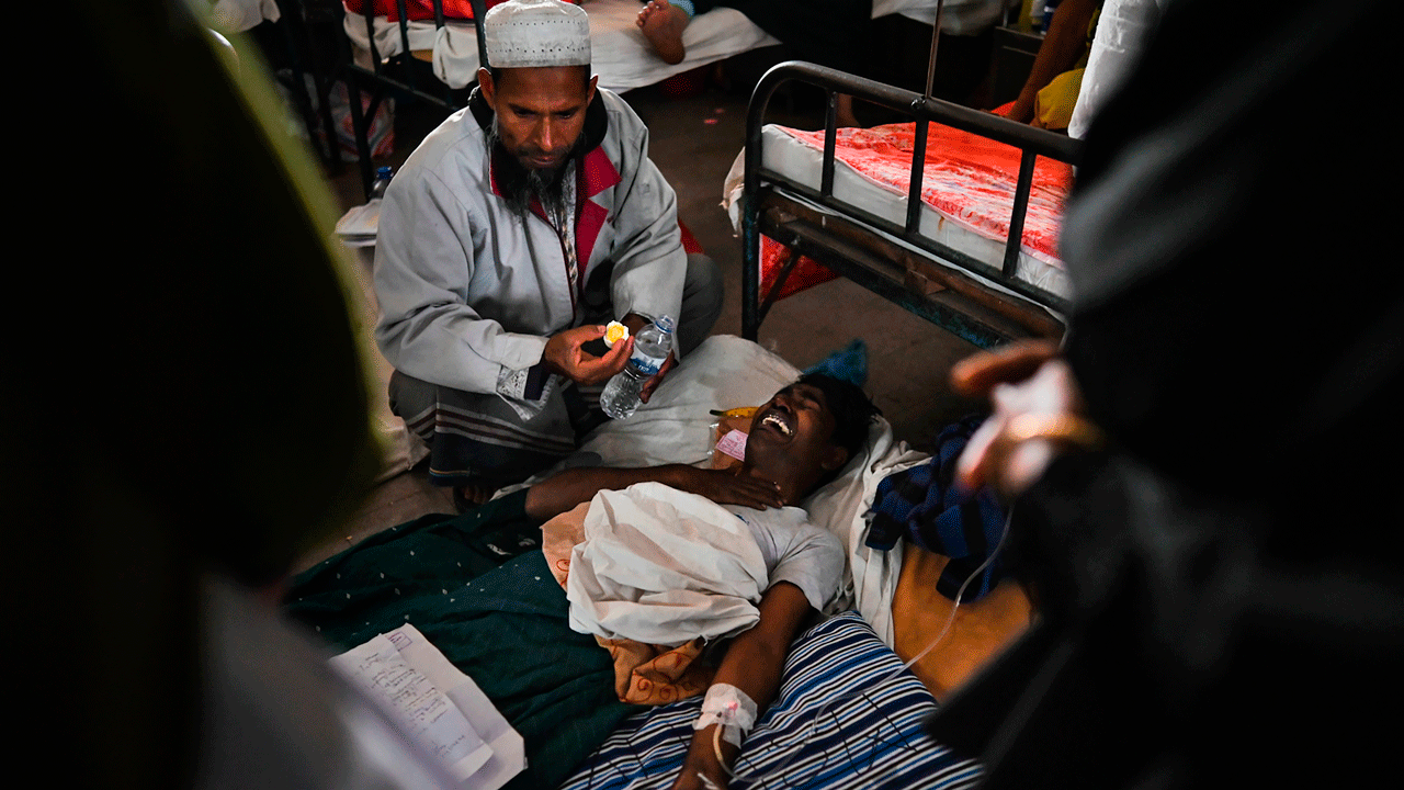 An injured survivor of a ferry fire cries in a pain as he receives treatment at a government medical hospital, in Barishal, Bangladesh, Friday, Dec. 24, 2021. Bangladesh fire services say at least 37 passengers have been killed and many others injured in a massive fire that swept through a ferry on the southern Sugandha River. The blaze broke out around 3 a.m. Friday on the ferry packed with 800 passengers. (AP Photo/Niamul Rifat)