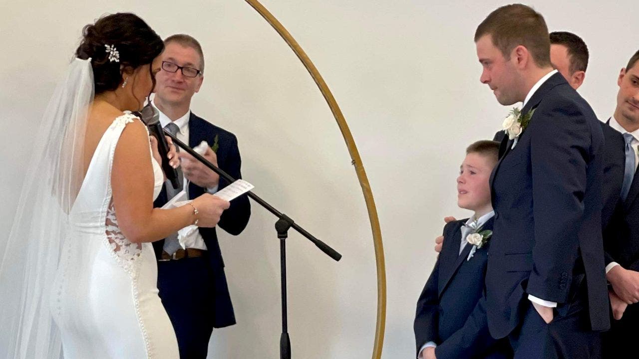 Bride delivers vows to her new stepson at wedding: 'He totally wasn’t expecting it'