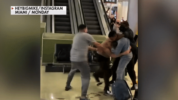 Massive brawl breaks out at Miami airport, suspects nabbed after biting cop's head