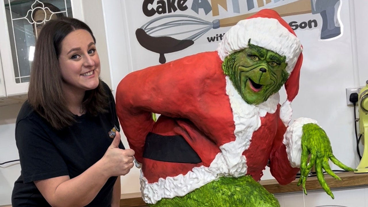 Woman bakes 5-foot-tall Grinch cake, catches Jim Carrey's attention